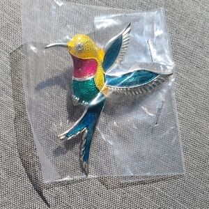 Colorful Hummingbird Enamel Brooch Pin